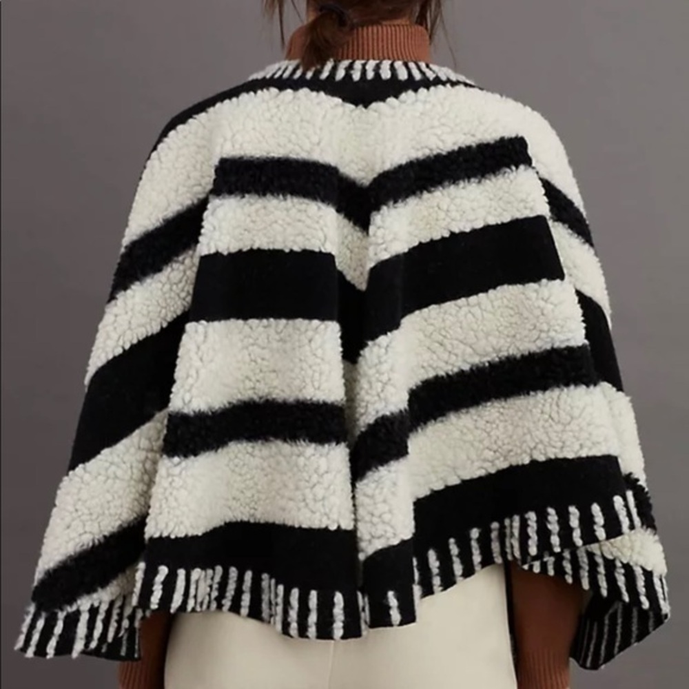🎉HP🎉🦄 Maeve By Anthropologie Striped Wool Blend Cape Sweater 🦄
